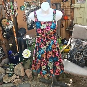 Darling pleated A-line tapestry dress